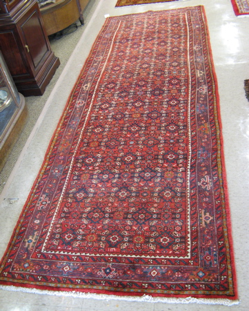 Appraisal: PERSIAN HALL CARPET Hamadan tribal villages region overall Herati floral