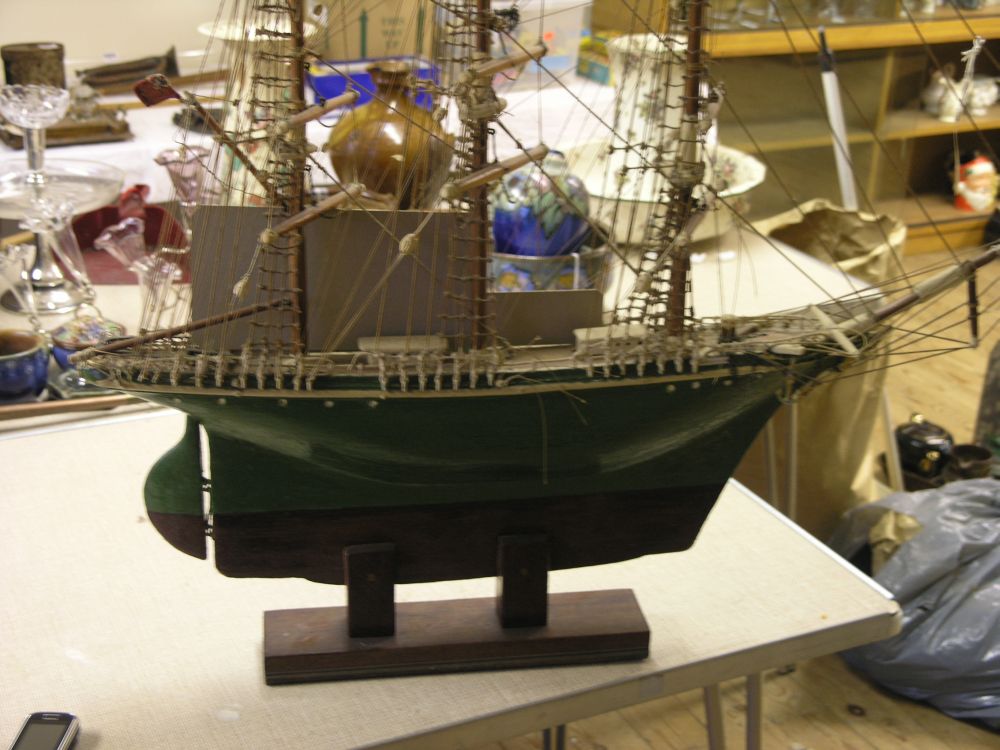 Appraisal: A hand-built model tallship Thermopylae fully-rigged three masted vessel with