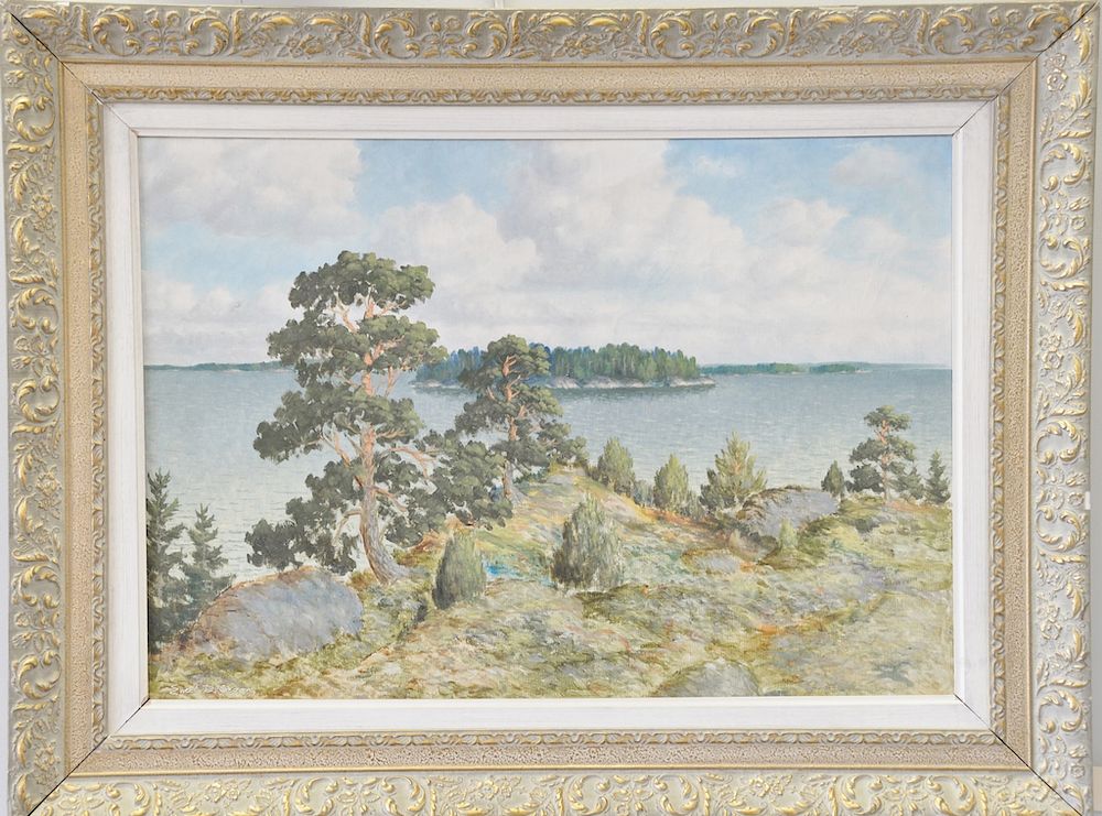 Appraisal: Two framed pieces to include Mitchel Pappas watercolor Dock on