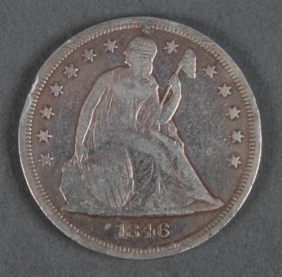 Appraisal: United States seated Liberty type silver dollar F- plugged hole