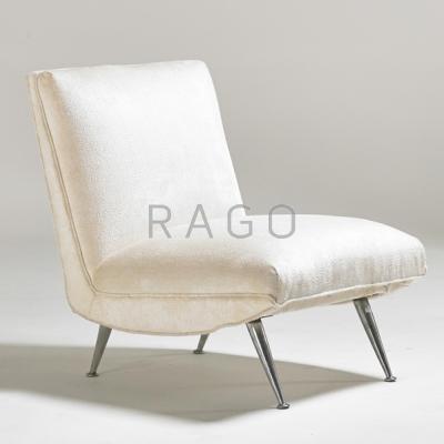 Appraisal: STYLE OF GIO PONTI Lounge chair Italy s Silk chromed