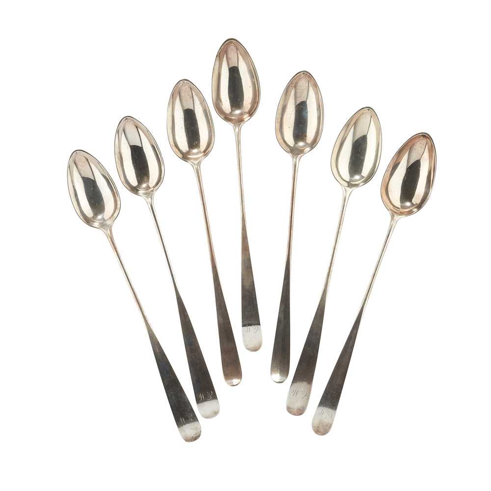 Appraisal: A SET OF SEVEN GEORGE III SERVING SPOONS ROBERT GREEN