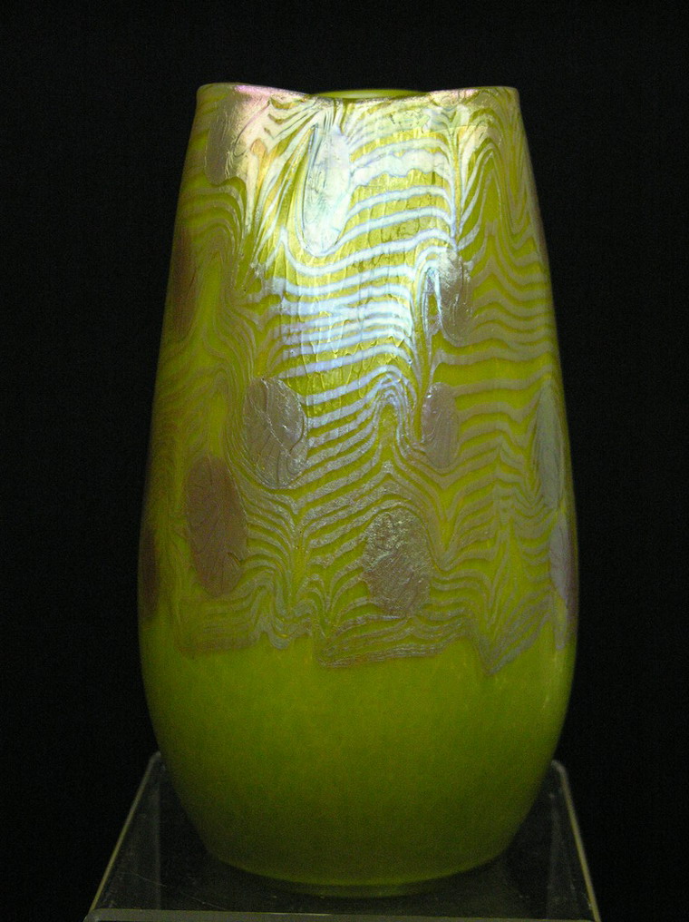 Appraisal: INCH ART CLASS VASE loetz type finish ground pontil diam