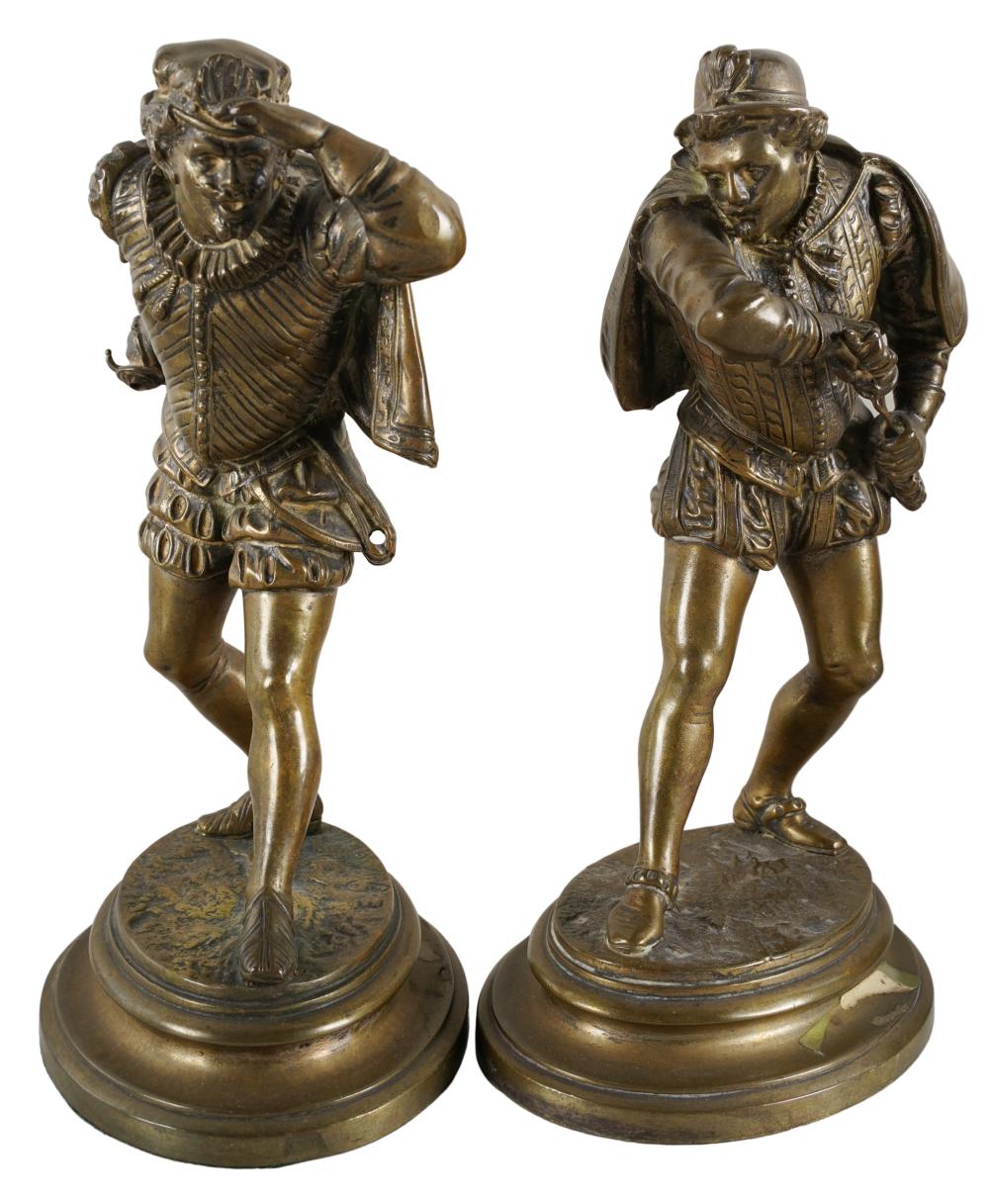 Appraisal: TWO CONTINENTAL BRONZE FIGURESunsigned depicted in th-century style costume Condition