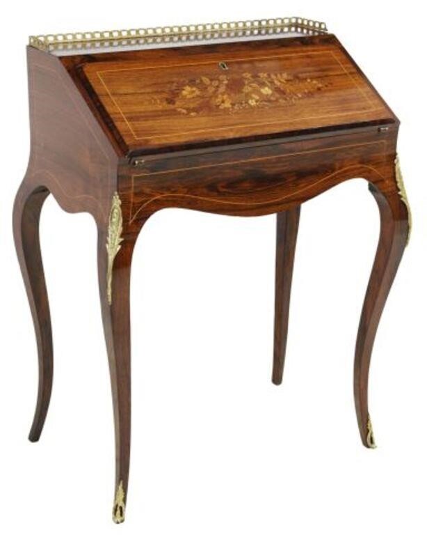 Appraisal: French Louis XV style rosewood lady's writing desk early th