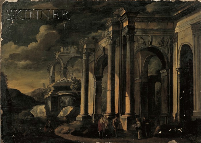 Appraisal: School of Leonardo Coccorante Italian - Landscape with Classical Ruins