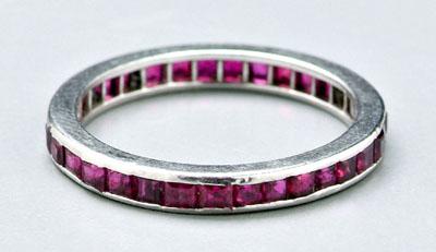 Appraisal: Tiffany ruby wedding ring eternity style platinum marked band encircled