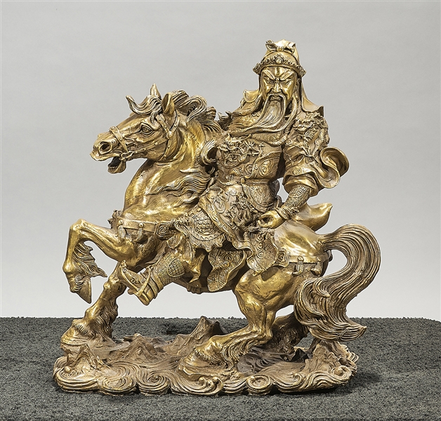 Appraisal: Chinese bronze figure of Guandi on a horse x x