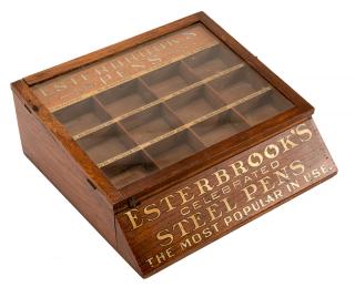 Appraisal: Esterbrook Pen Co Oak Counter Top Display Case for Nibs