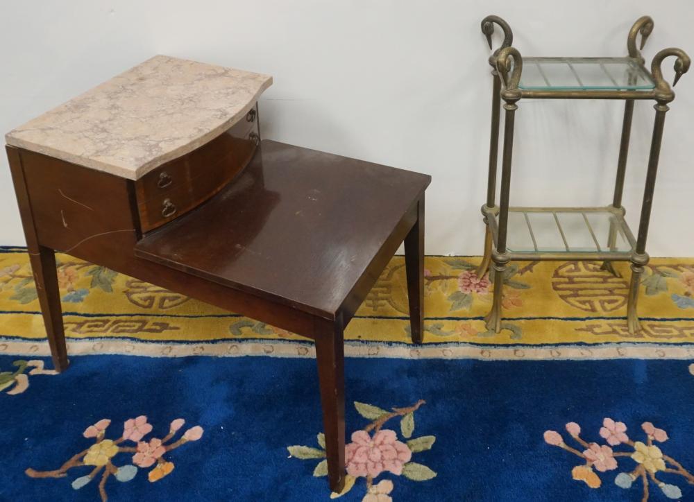 Appraisal: Georgian Style Mahogany and Marble Top Step Back Side Table