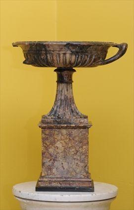 Appraisal: NEOCLASSICAL-STYLE MIXED MARBLE CAMPAGNA-FORM URN ON STAND The shallow reeded