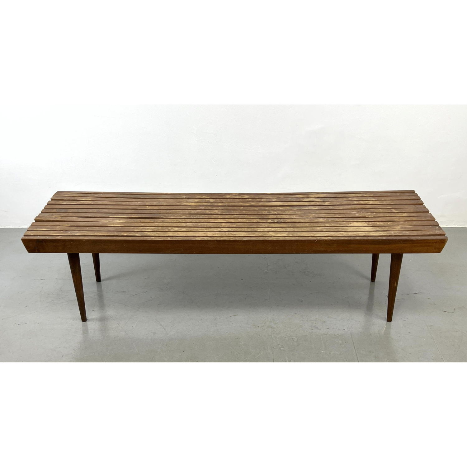 Appraisal: Mid Century Modern Slat Bench Table Dimensions H inches W