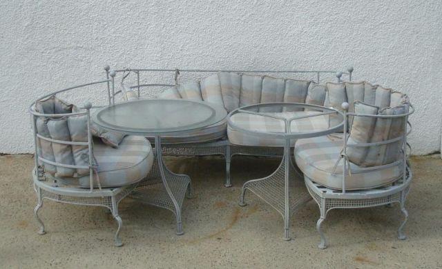 Appraisal: Pieces of Midcentury Iron Outdoor Furniture Possibly Eames