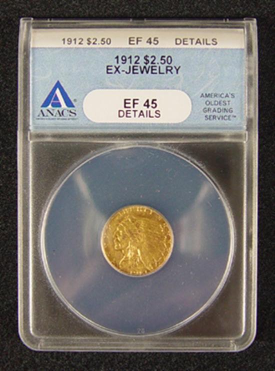 Appraisal: Indian Gold Coin ANACS certified and graded XF details-EX-Jewelry