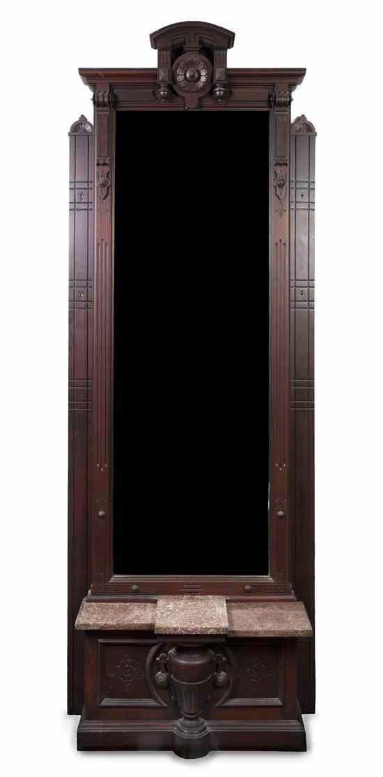 Appraisal: A Victorian Mahogany Pier Mirror having a shaped molded cornice