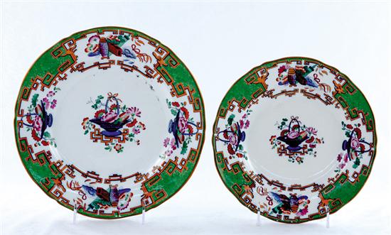 Appraisal: English earthenware plates th century Basket Japan pattern consisting of