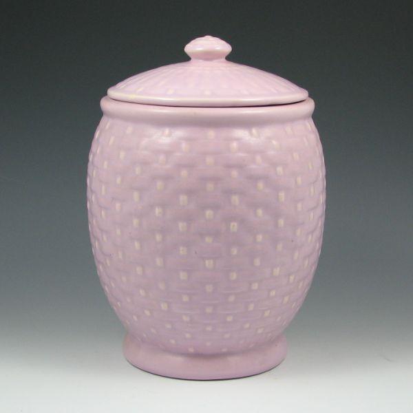 Appraisal: Weller Pierre lidded cookie jar in lavender Marked Weller Pottery