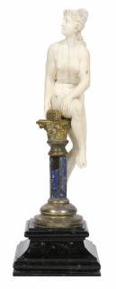 Appraisal: Continental ivory sculpture of Pandora and her box late th