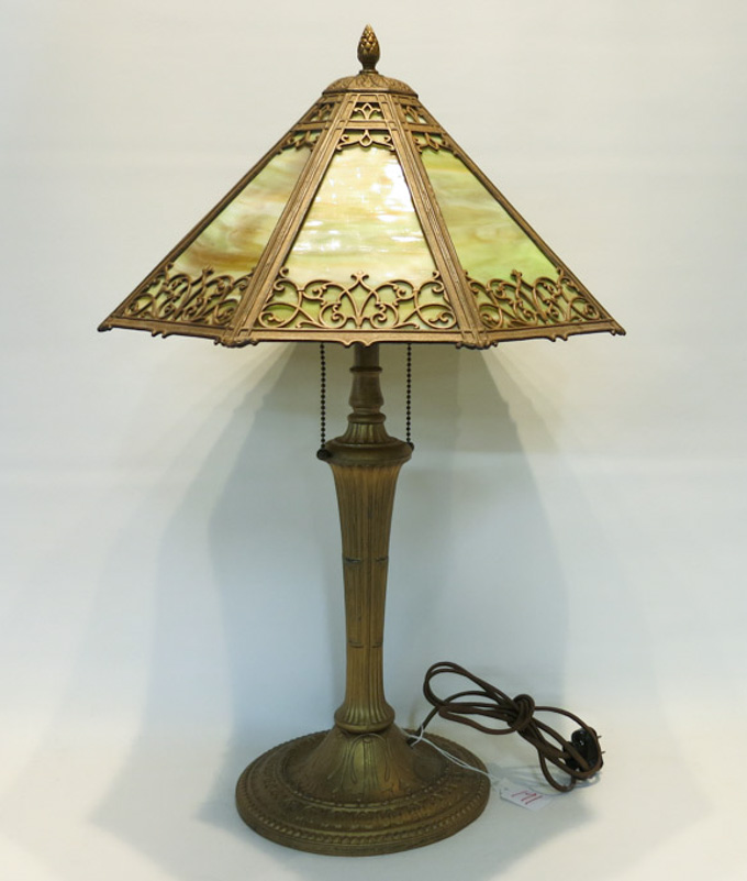 Appraisal: SLAG GLASS TABLE LAMP attributed to Miller Lamp Co the