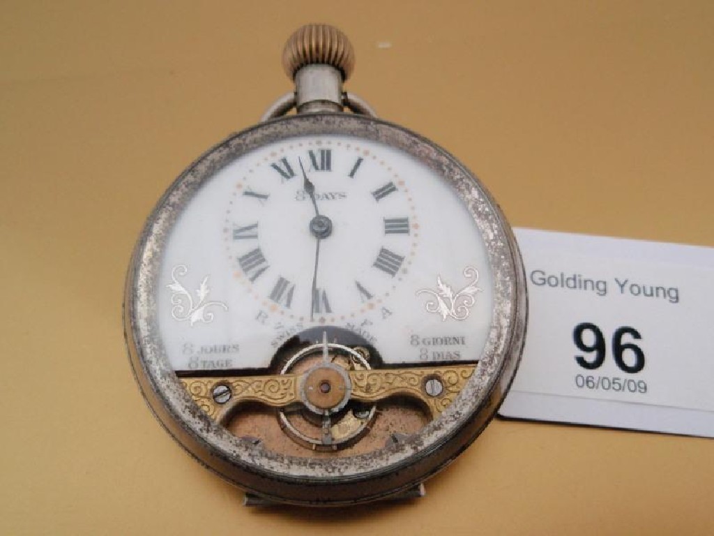 Appraisal: A French open face pocket watch dial with -days scribed