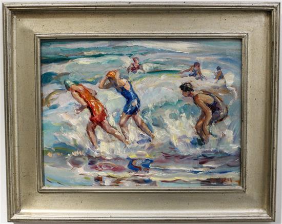 Appraisal: Sale Lot Francesco J Spicuzza American - Splashing Kids oil