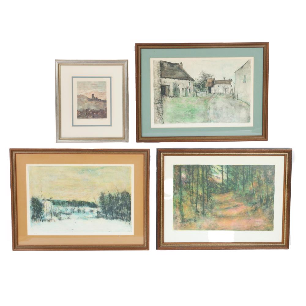 Appraisal: BERNARD GANTNER FRENCH - PENCIL SIGNED AND NUMBERED FOUR FRAMED