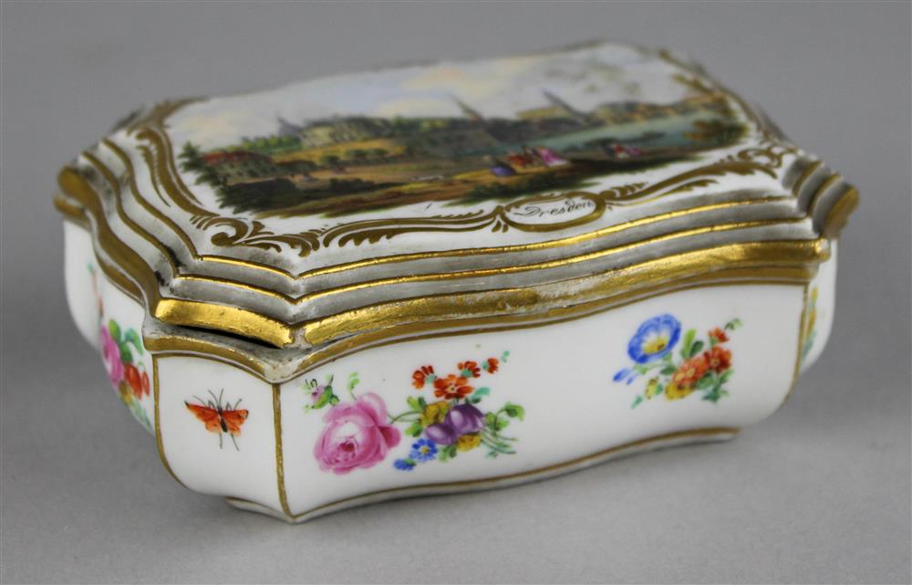 Appraisal: MEISSEN TOPOGRAPHICAL SHAPED RECTANGULAR MATCHBOX AND COVER late th C