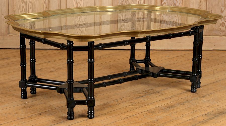 Appraisal: EBONIZED WOOD COFFEE TABLE MANNER WILLIAM HAINES An ebonized wood