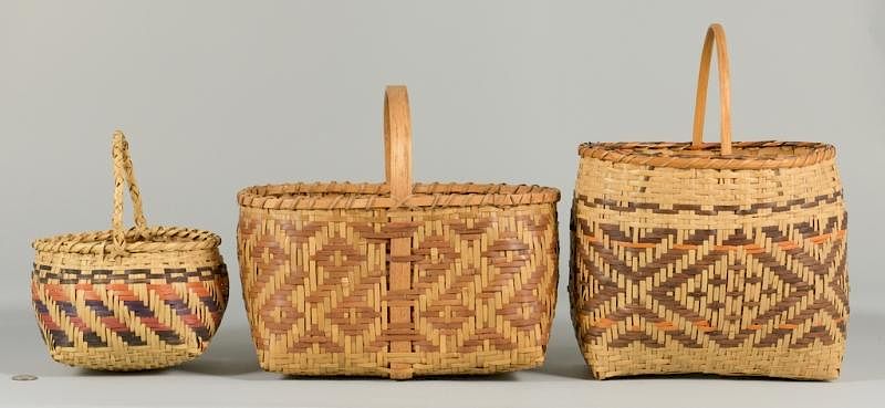 Appraisal: Cherokee Rivercane Carrying Baskets st item Native American Cherokee rivercane