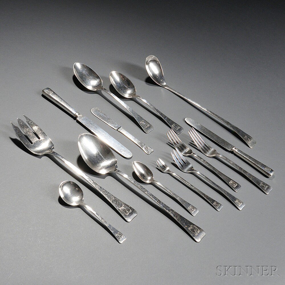 Appraisal: Arthur Stone Silver Flatware Service Sterling silver Gardner Massachusetts -