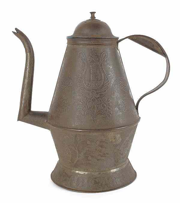 Appraisal: Willoughby Shade Berks County Pennsylvania wrigglework coffee pot ca profusely