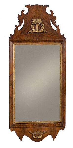 Appraisal: TH-CENTURY QUEEN ANNE WALNUT LOOKING GLASS English ca - The