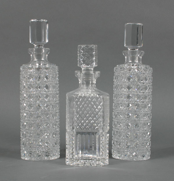 Appraisal: Lot of three glass decanters one Waterford two possibly Baccarat