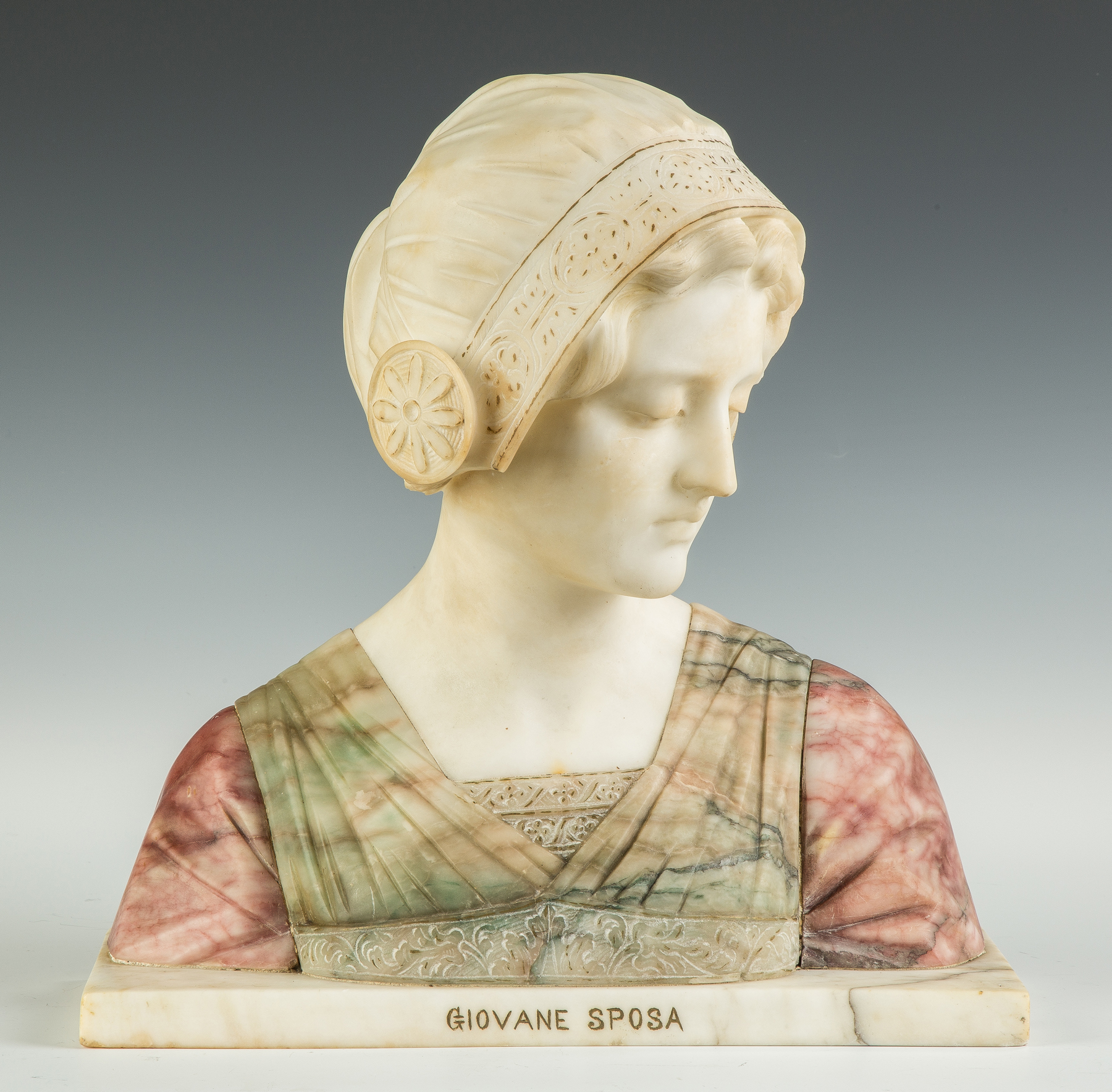 Appraisal: After Professor Giuseppe Bessi Italian - Alabaster Bust of Giovane