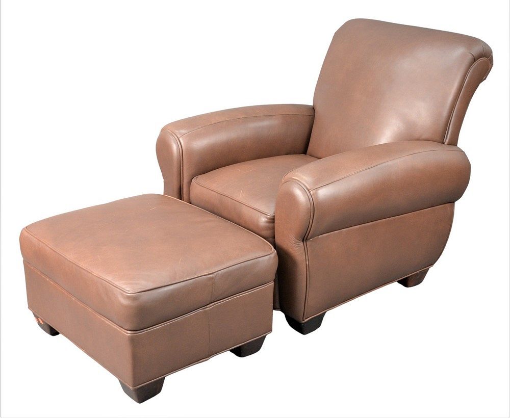 Appraisal: Zagaroli Classics Leather Club Chair along with matching ottoman height