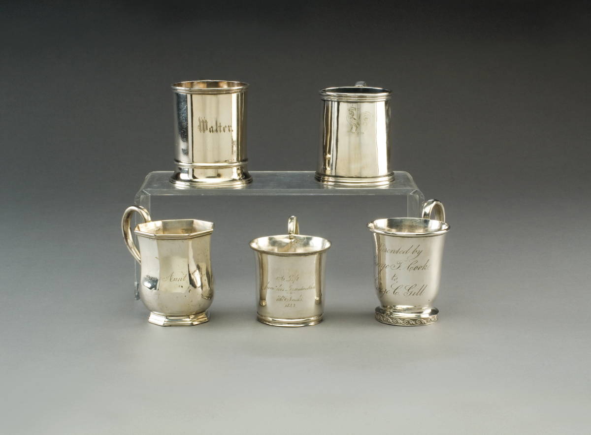 Appraisal: FIVE BOSTON MASSACHUSETTS SILVER CHILDREN'S CUPS A CUTLER HADDOCK ANDREWS