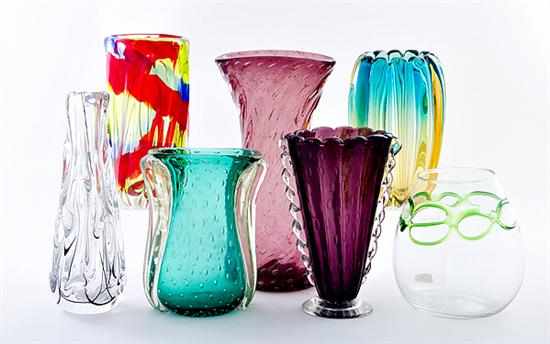 Appraisal: Collection of art glass vases mid th century ovoid with