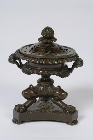 Appraisal: A BRONZE INCENSE BURNER of Renaissance form with a pierced