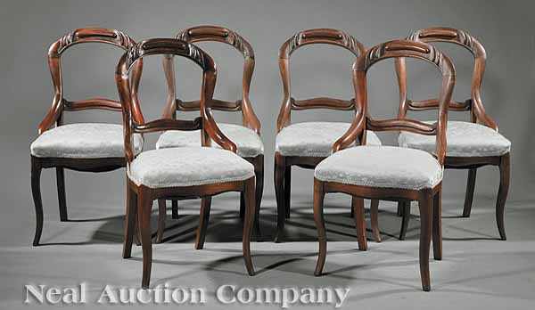 Appraisal: A Group of Six American Victorian Balloon-Back Side Chairs of