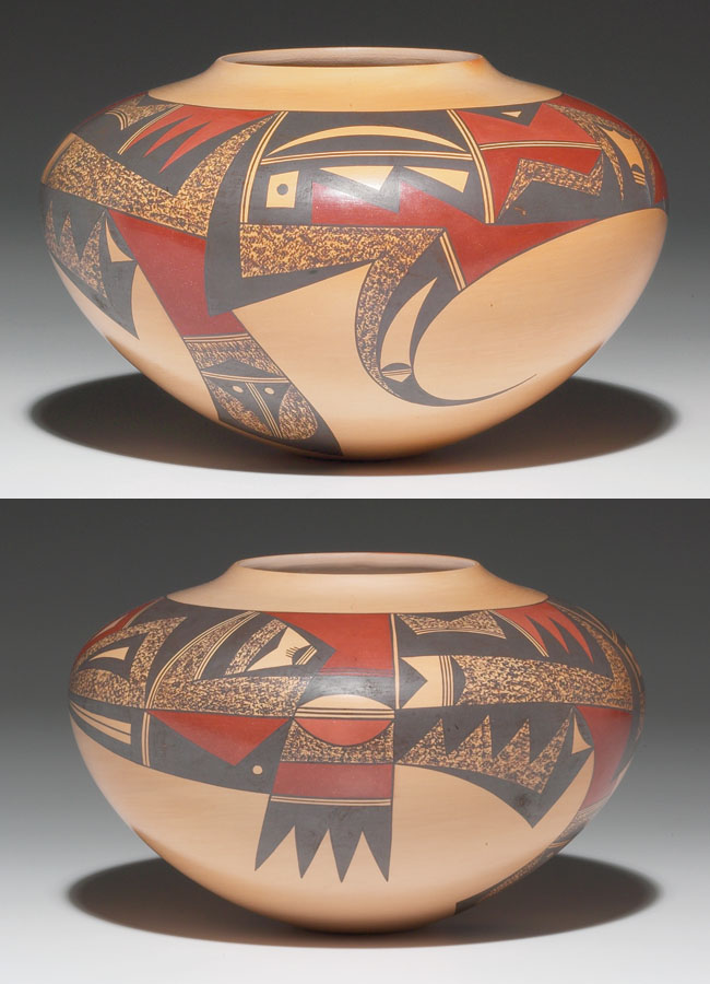 Appraisal: Hopi seed jar bulbous shape in a tan slip with