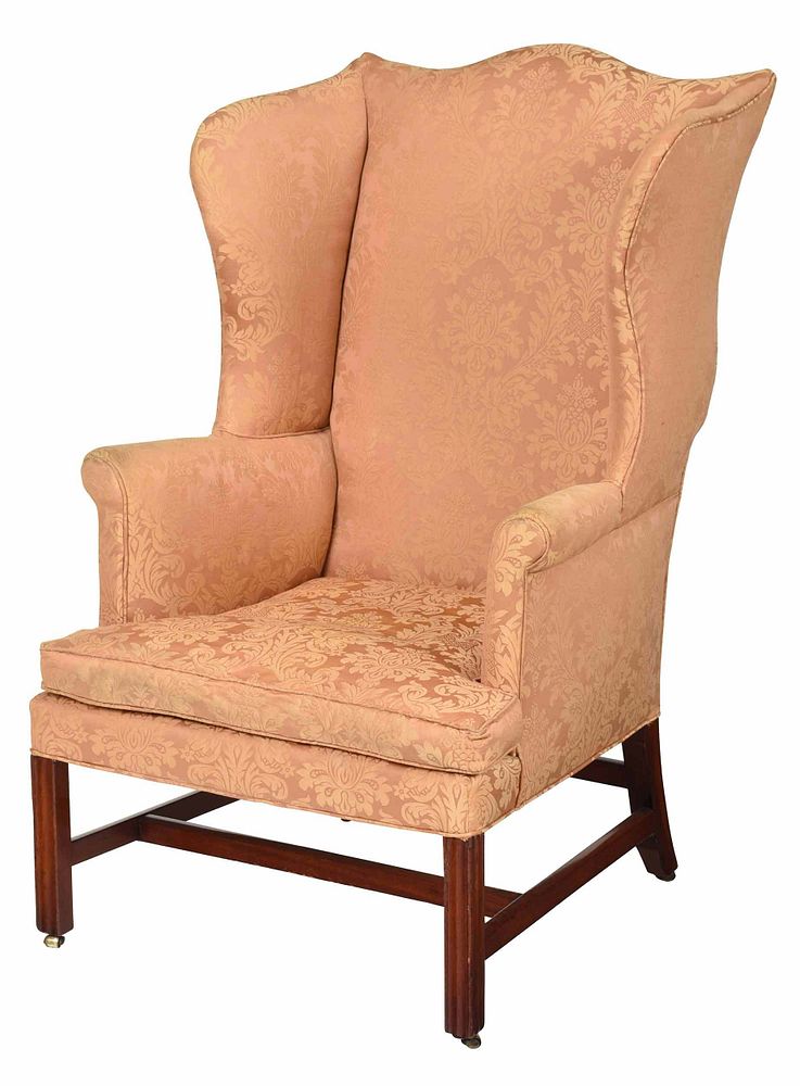 Appraisal: American Chippendale Damask Upholstered Easy Chair New England late th