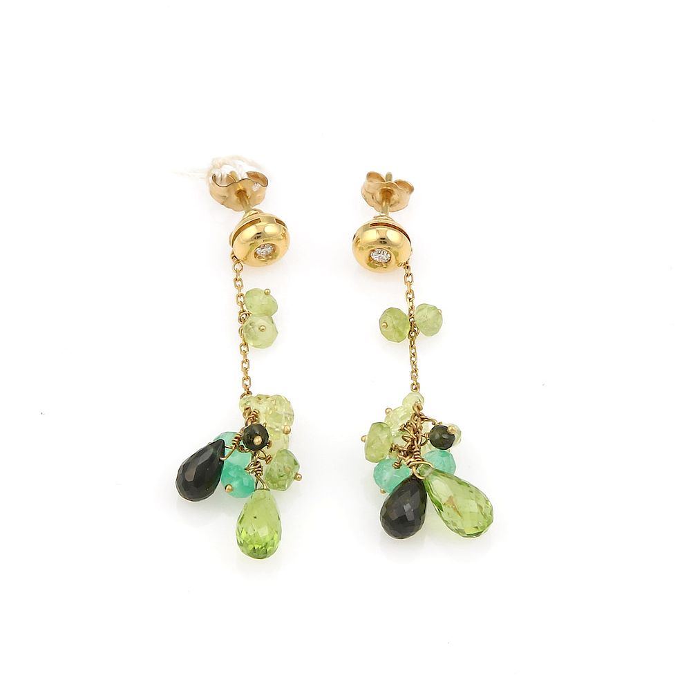 Appraisal: Kt Yellow Gold Semi Precious Dangle Earrings Kt Yellow Gold