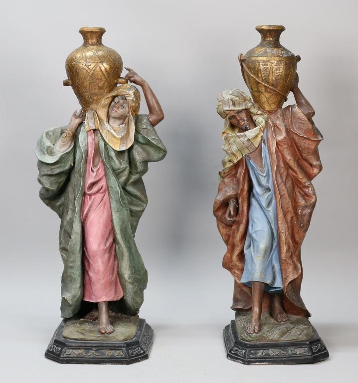 Appraisal: PAIR OF URIELA TERRA COTTA WATER CARRIERS ARABEUriela Arabe terra