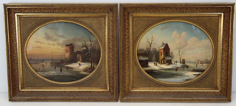 Appraisal: APPARENTLY UNSIGNED th th CENTURY Pair of Oils on Canvas