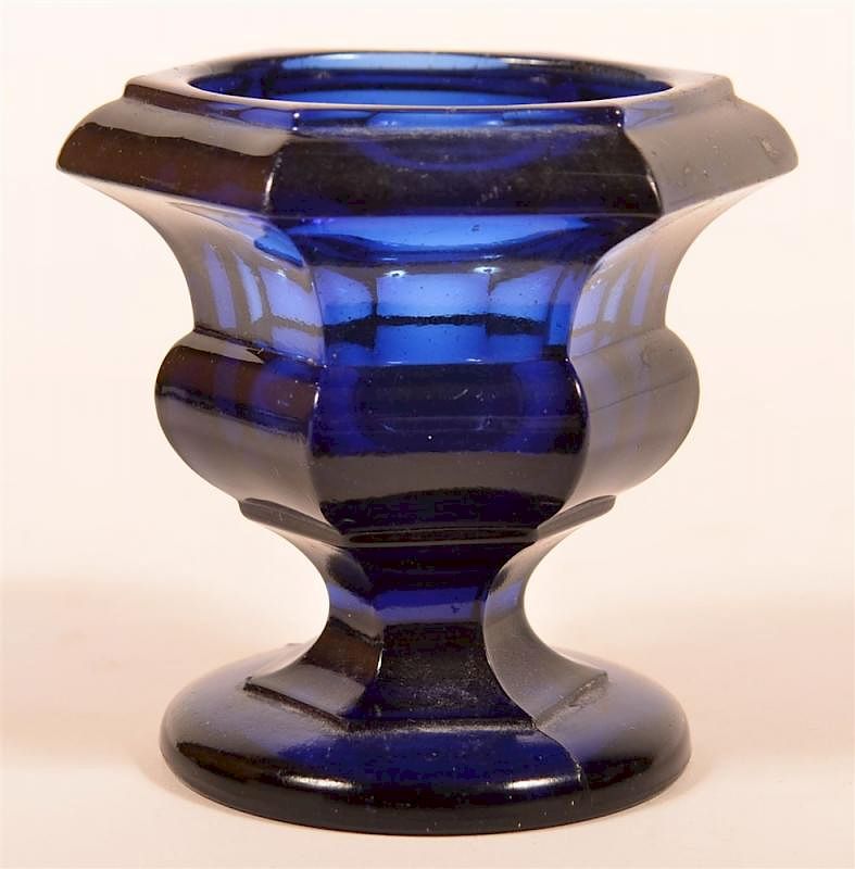 Appraisal: Cobalt Blue Blown Flint Footed Master Salt Cobalt Blue Blown