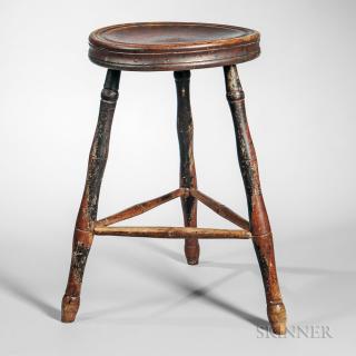 Appraisal: Rare Turned Birch Windsor Stool possibly northern New England late