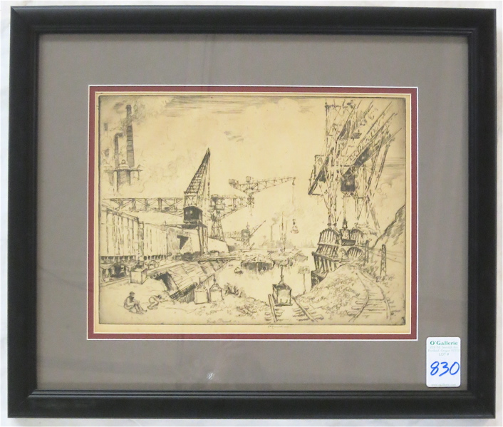 Appraisal: JOSEPH PENNELL ETCHING America United Kingdom - Cranes at Duisburg