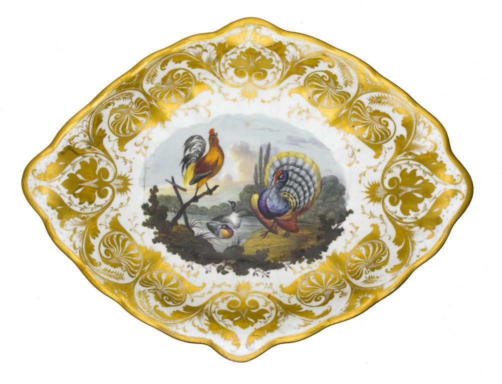 Appraisal: A DERBY FLUTED LOZENGE SHAPED DESSERT DISH painted by Richard