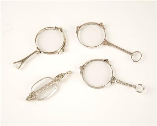 Appraisal: Four Edwardian Lorgnettes three sterling one set with clear stones