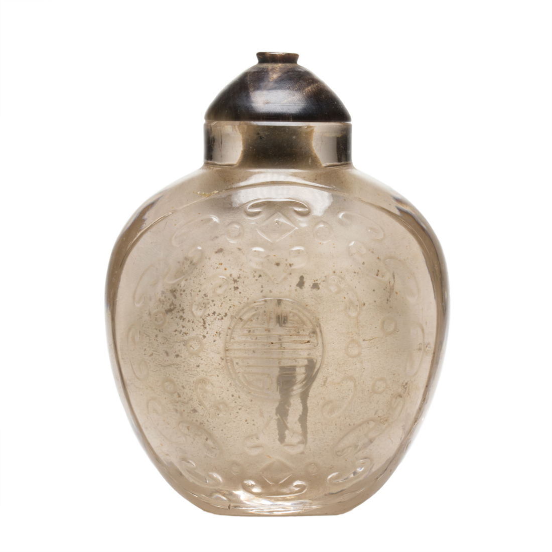 Appraisal: CHINESE ROCK CRYSTAL SNUFF BOTTLE Chinese rock crystal snuff bottle